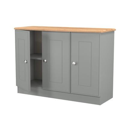 Victoria Large Sideboard Grey & Light Oak 3 Doors 112cm
