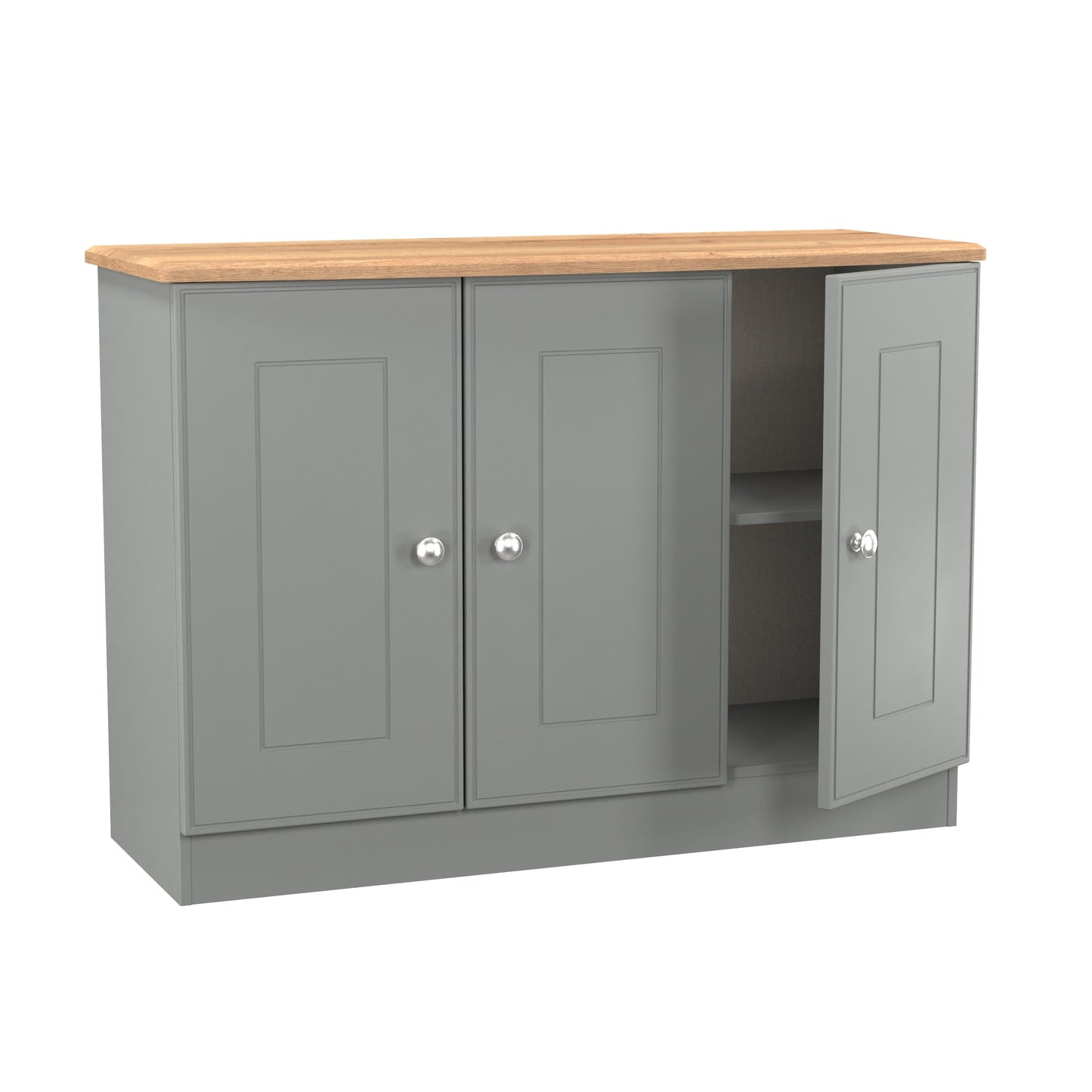 Victoria Large Sideboard Grey & Light Oak 3 Doors 112cm