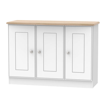 Victoria Large Sideboard White & Light Oak 3 Doors 112cm