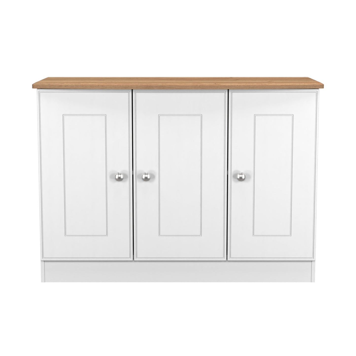 Victoria Large Sideboard White & Light Oak 3 Doors 112cm