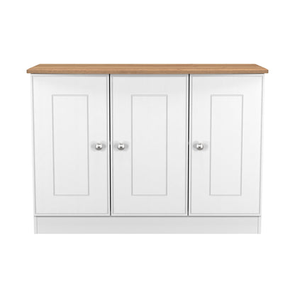 Victoria Large Sideboard White & Light Oak 3 Doors 112cm