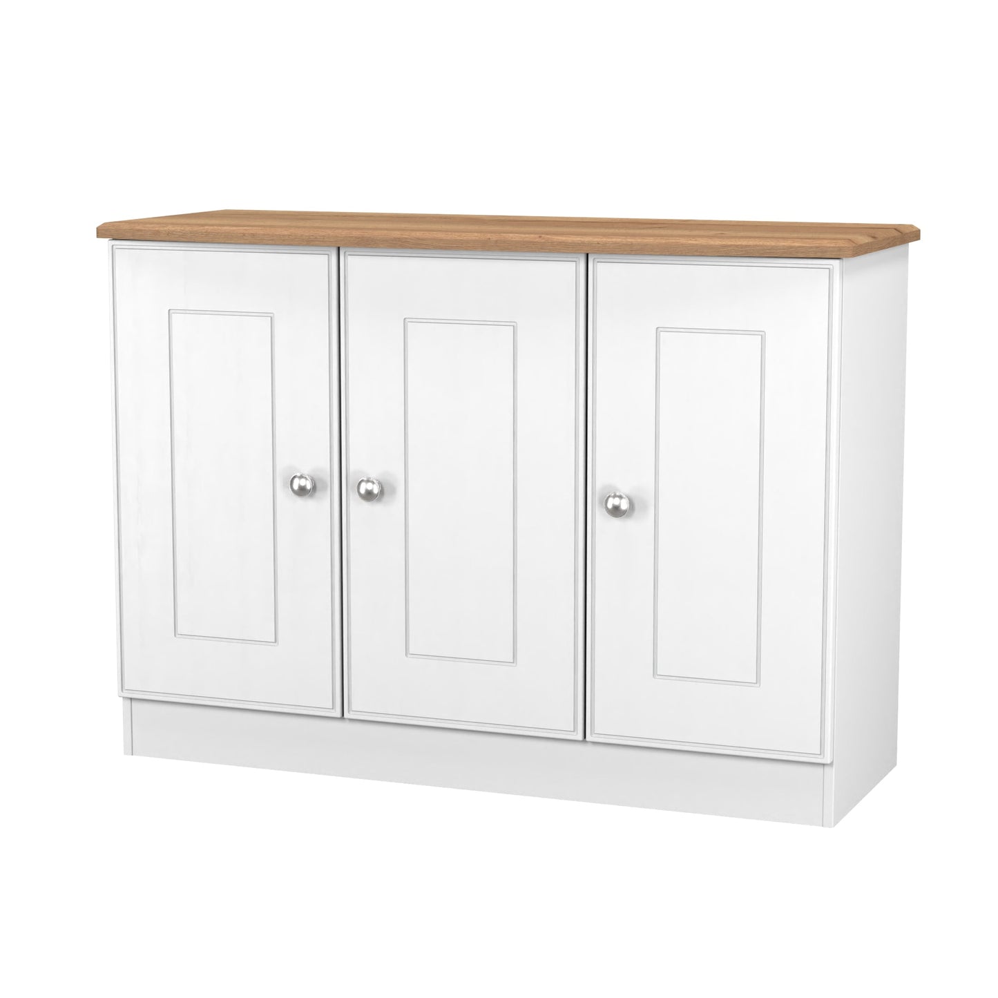 Victoria Large Sideboard White & Light Oak 3 Doors 112cm