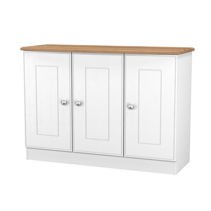 Victoria Large Sideboard White & Light Oak 3 Doors 112cm