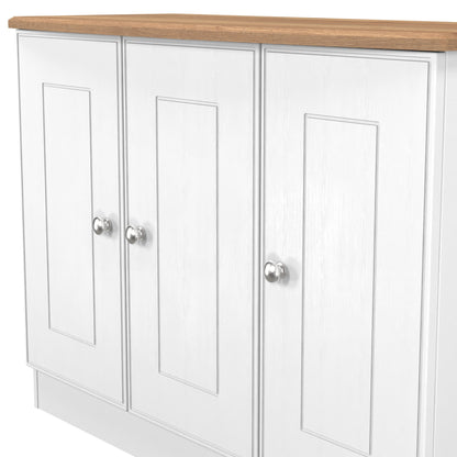 Victoria Large Sideboard White & Light Oak 3 Doors 112cm