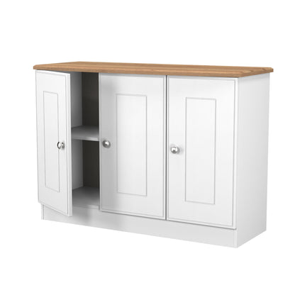 Victoria Large Sideboard White & Light Oak 3 Doors 112cm
