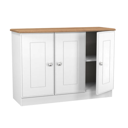 Victoria Large Sideboard White & Light Oak 3 Doors 112cm