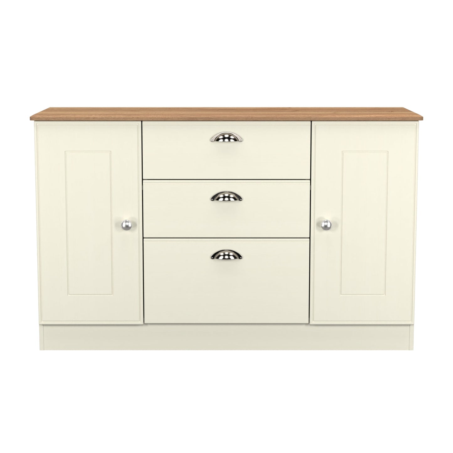 Victoria Large Sideboard Cream & Light Oak 2 Doors 3 Drawers 128cm