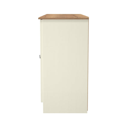 Victoria Large Sideboard Cream & Light Oak 2 Doors 3 Drawers 128cm