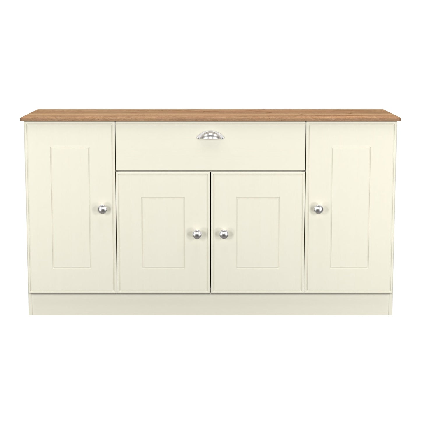 Victoria Large Sideboard Cream & Light Oak 4 Doors 1 Drawer 146cm