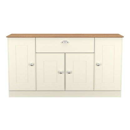 Victoria Large Sideboard Cream & Light Oak 4 Doors 1 Drawer 146cm