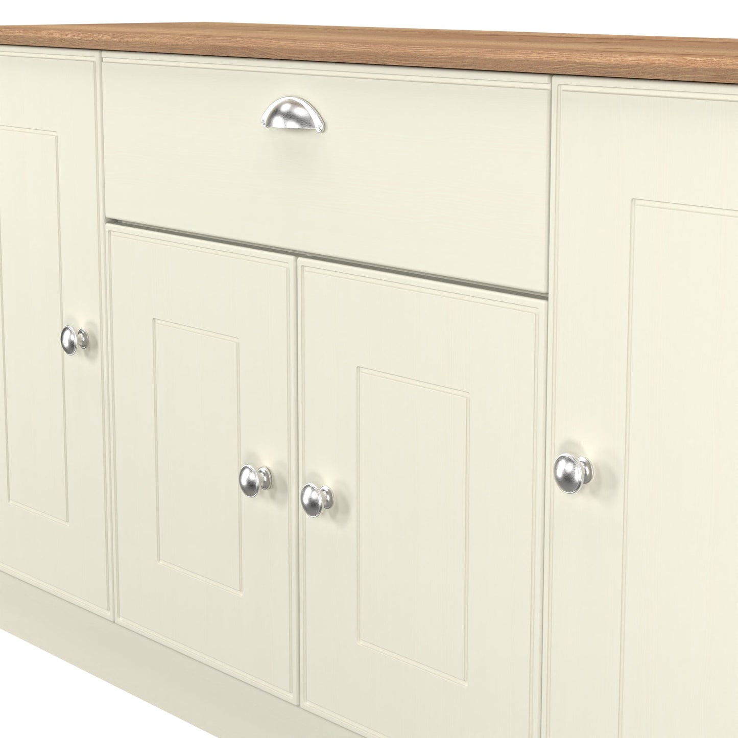 Victoria Large Sideboard Cream & Light Oak 4 Doors 1 Drawer 146cm