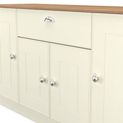Victoria Large Sideboard Cream & Light Oak 4 Doors 1 Drawer 146cm