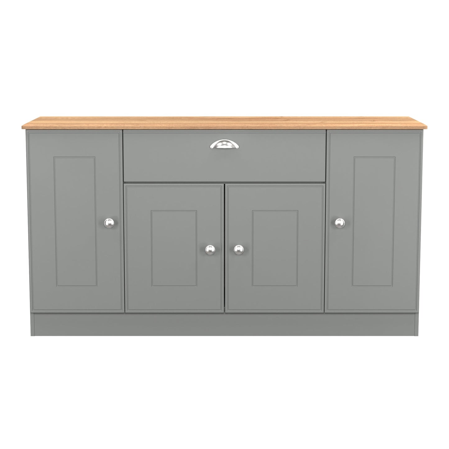 Victoria Large Sideboard Grey & Light Oak 4 Doors 1 Drawer 146cm