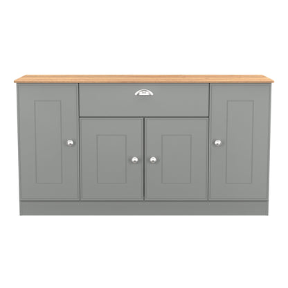 Victoria Large Sideboard Grey & Light Oak 4 Doors 1 Drawer 146cm