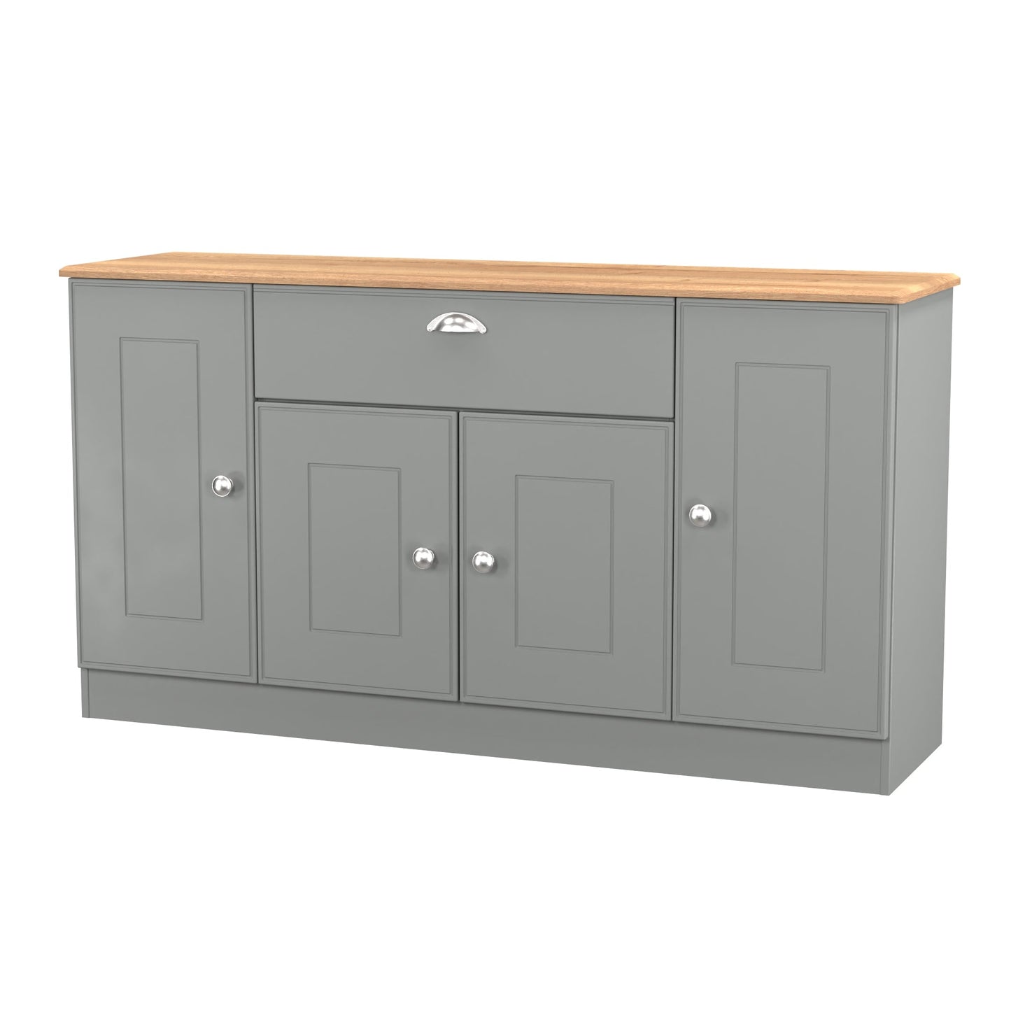 Victoria Large Sideboard Grey & Light Oak 4 Doors 1 Drawer 146cm