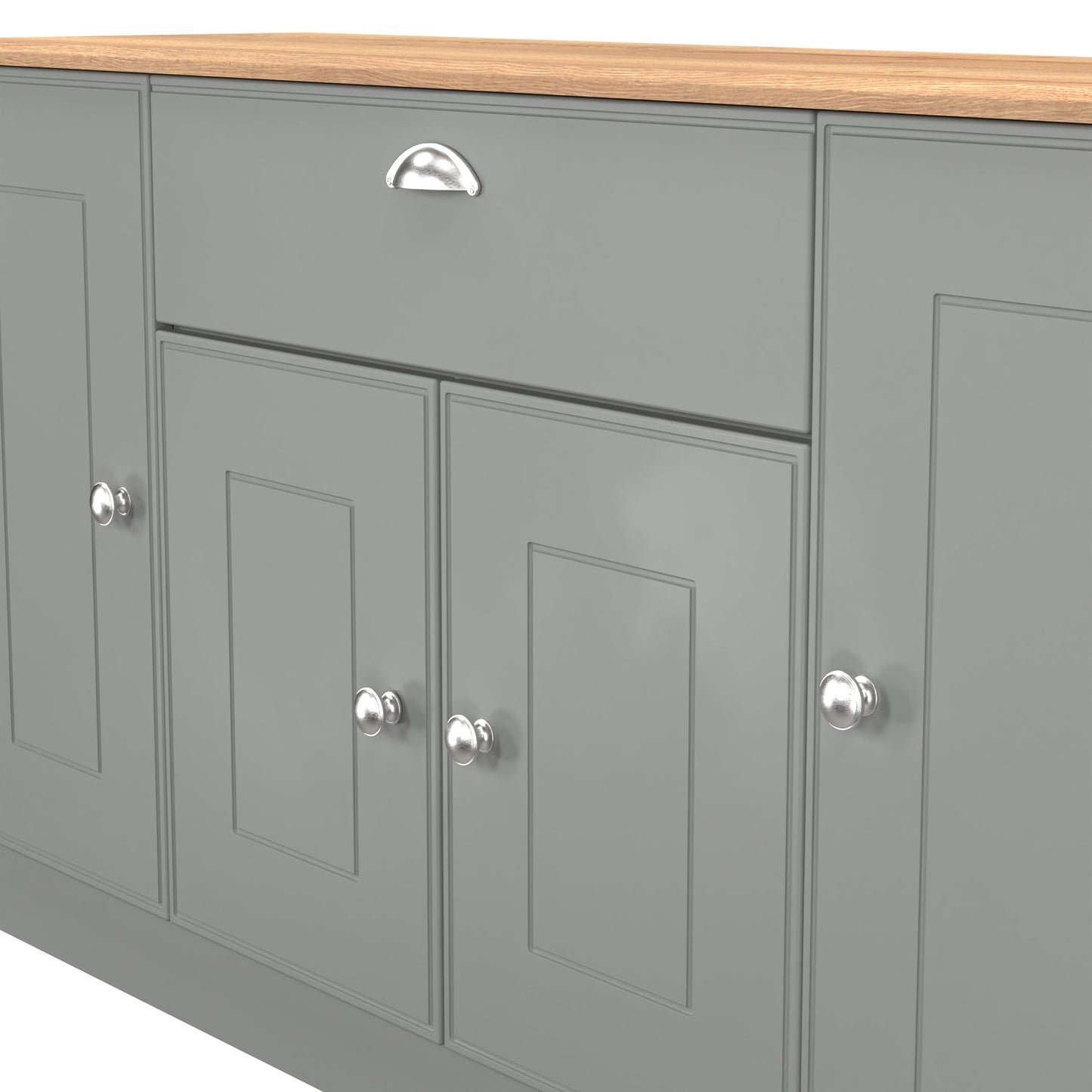 Victoria Large Sideboard Grey & Light Oak 4 Doors 1 Drawer 146cm
