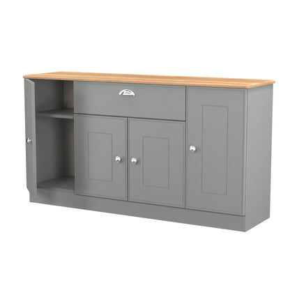 Victoria Large Sideboard Grey & Light Oak 4 Doors 1 Drawer 146cm