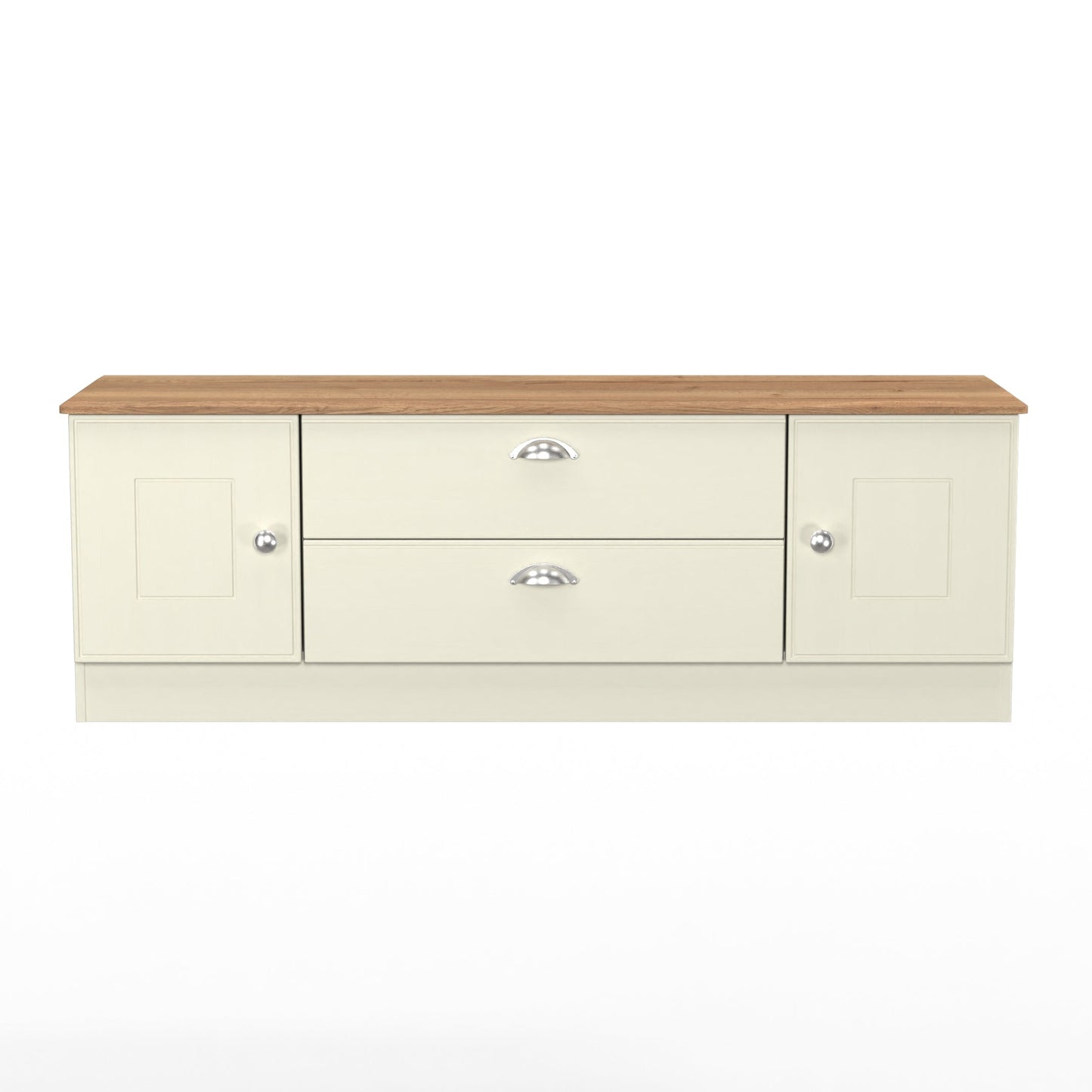 Victoria TV Unit Cream & Light Oak 2 Drawers 2 Doors 146cm