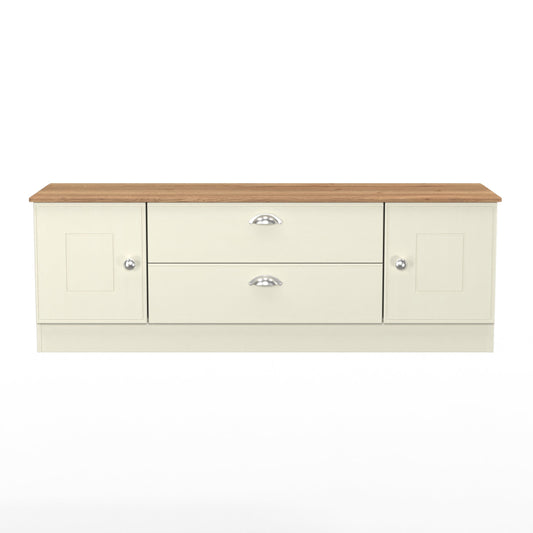 Victoria TV Unit Cream & Light Oak 2 Drawers 2 Doors 146cm