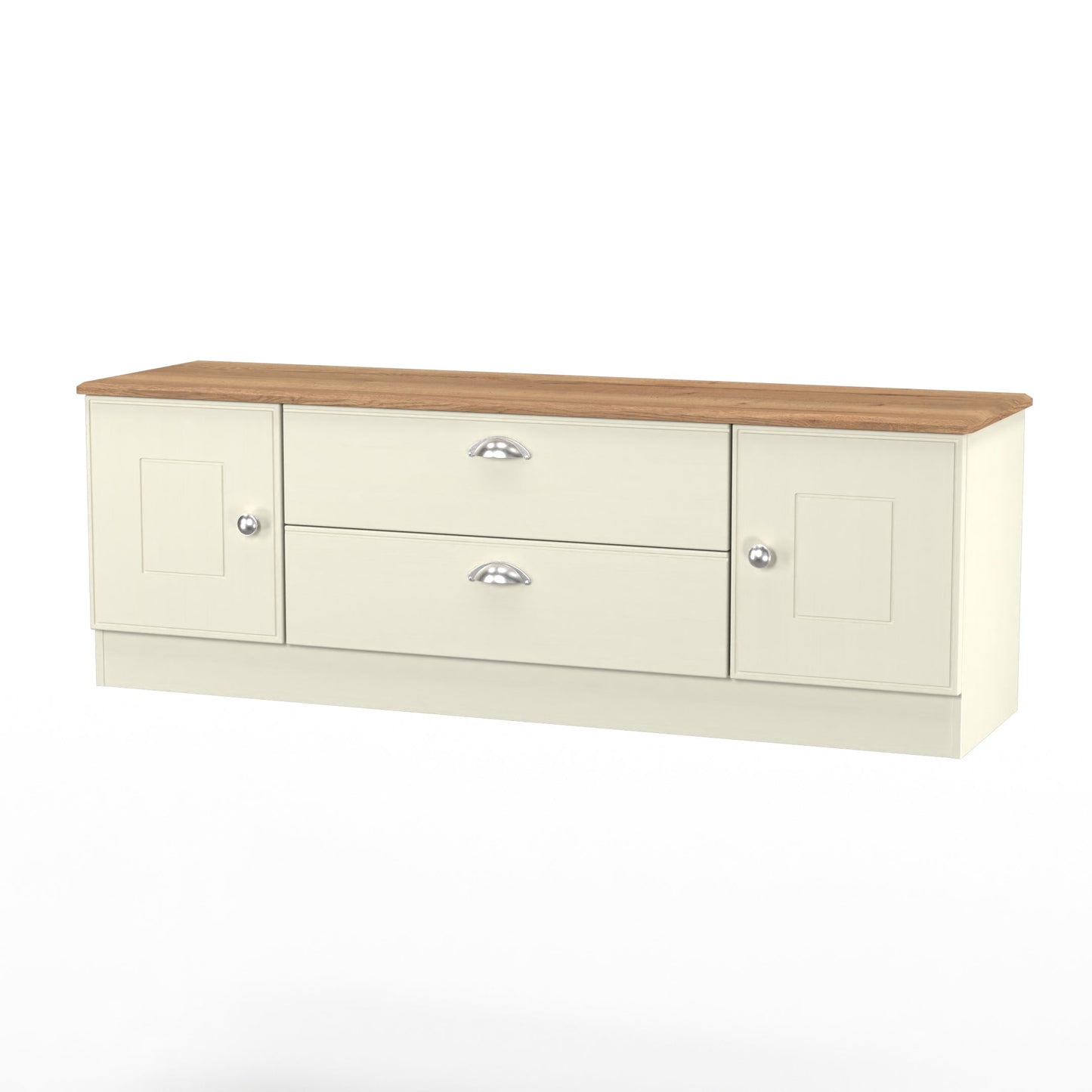 Victoria TV Unit Cream & Light Oak 2 Drawers 2 Doors 146cm