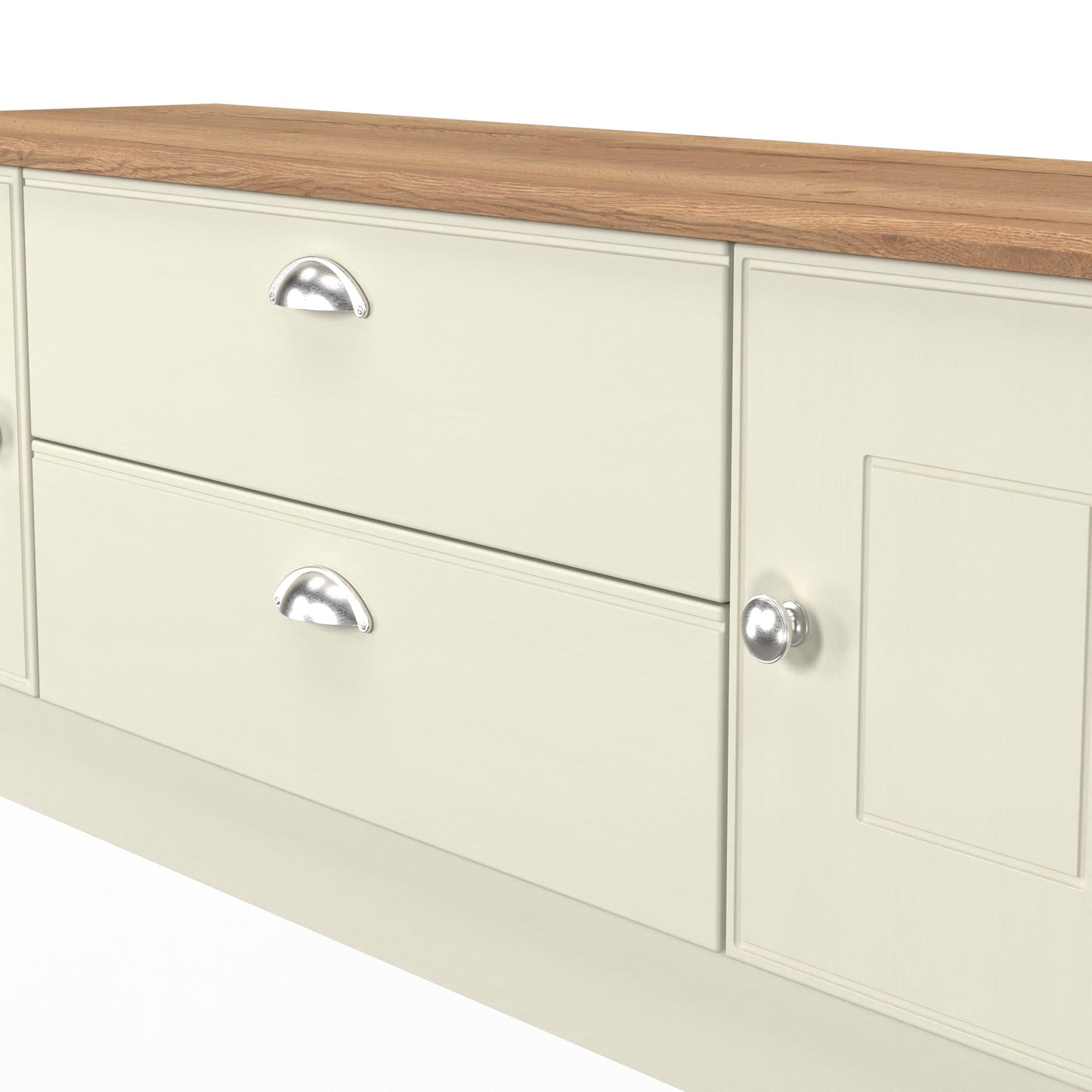 Victoria TV Unit Cream & Light Oak 2 Drawers 2 Doors 146cm