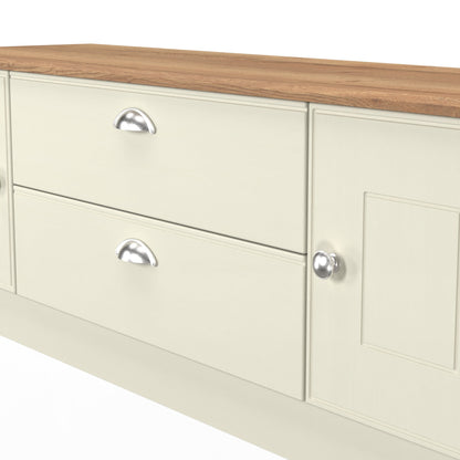 Victoria TV Unit Cream & Light Oak 2 Drawers 2 Doors 146cm