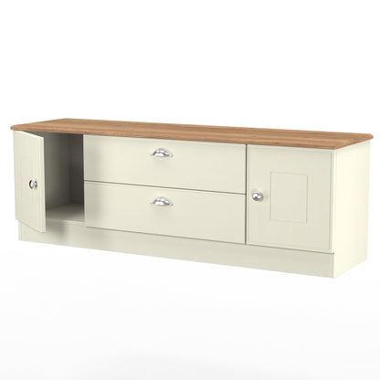 Victoria TV Unit Cream & Light Oak 2 Drawers 2 Doors 146cm