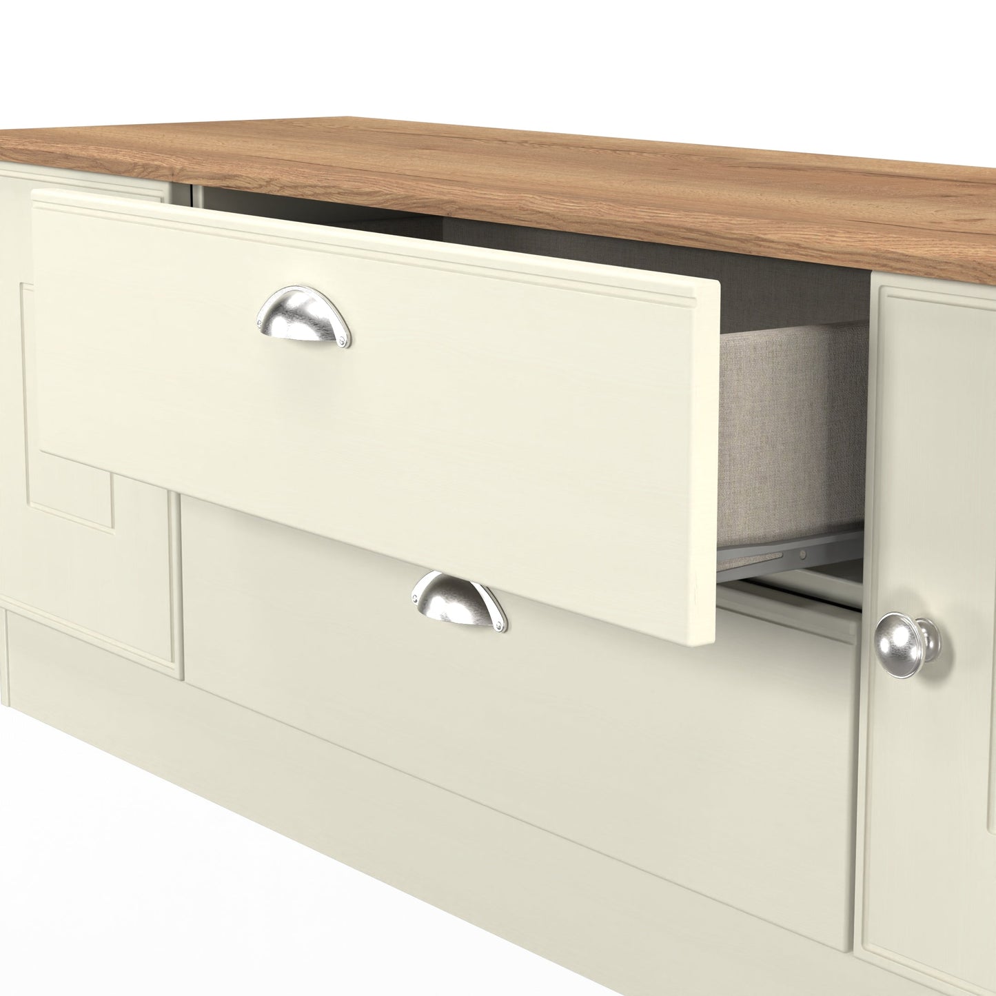 Victoria TV Unit Cream & Light Oak 2 Drawers 2 Doors 146cm