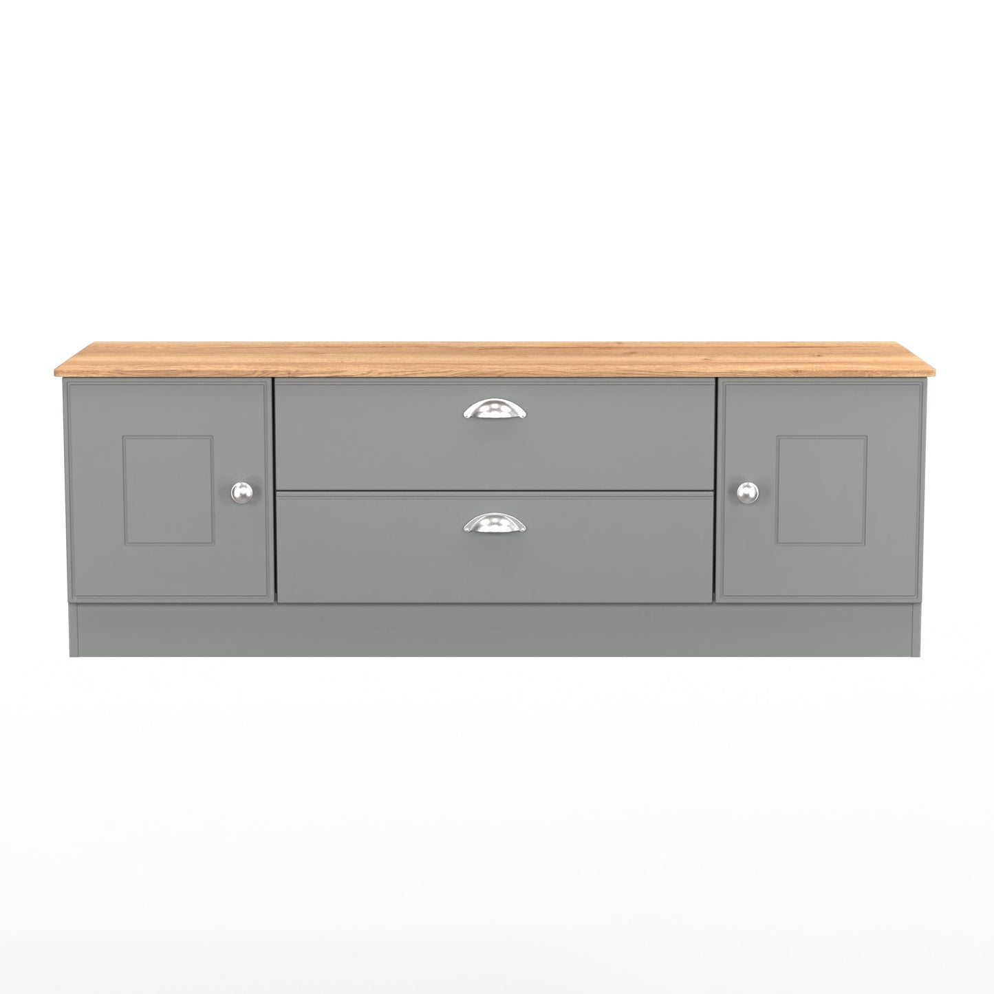 Victoria TV Unit Grey & Light Oak 2 Drawers 2 Doors 146cm