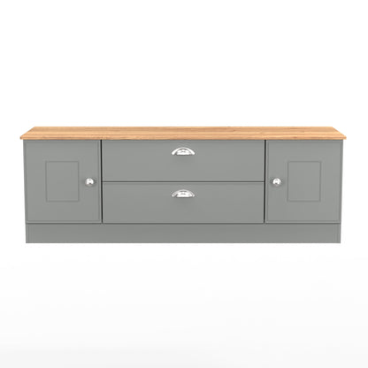 Victoria TV Unit Grey & Light Oak 2 Drawers 2 Doors 146cm