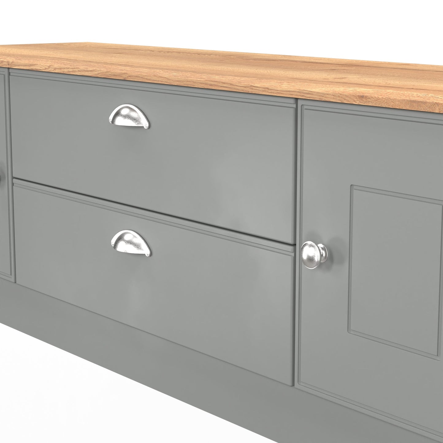 Victoria TV Unit Grey & Light Oak 2 Drawers 2 Doors 146cm