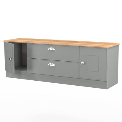 Victoria TV Unit Grey & Light Oak 2 Drawers 2 Doors 146cm