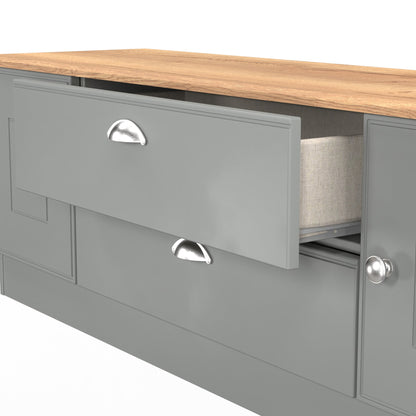 Victoria TV Unit Grey & Light Oak 2 Drawers 2 Doors 146cm