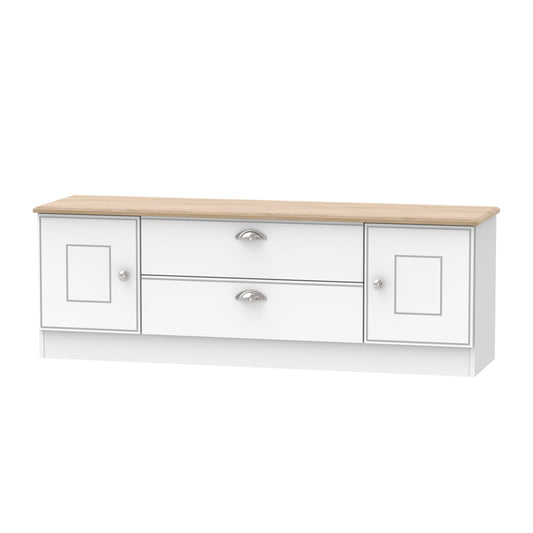 Victoria TV Unit White & Light Oak 2 Drawers 2 Doors 146cm