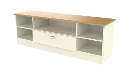 Victoria TV Unit Cream & Light Oak 5 Shelves 1 Drawer 42cm