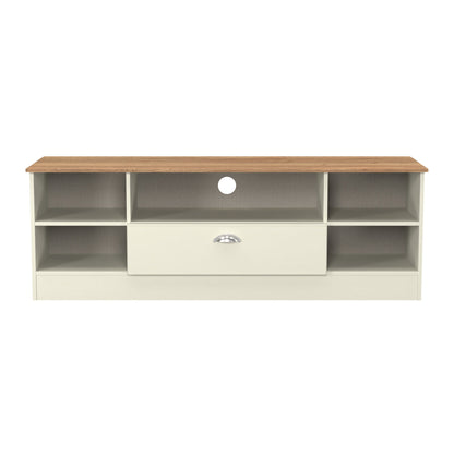 Victoria TV Unit Cream & Light Oak 5 Shelves 1 Drawer 42cm