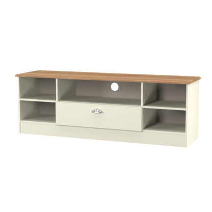 Victoria TV Unit Cream & Light Oak 5 Shelves 1 Drawer 42cm