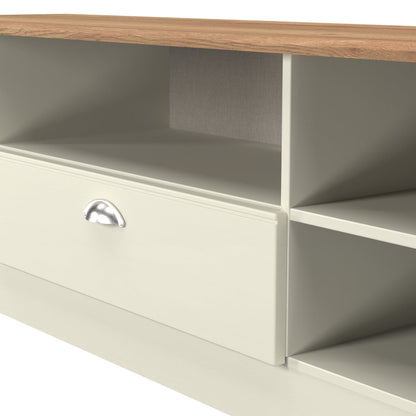 Victoria TV Unit Cream & Light Oak 5 Shelves 1 Drawer 42cm