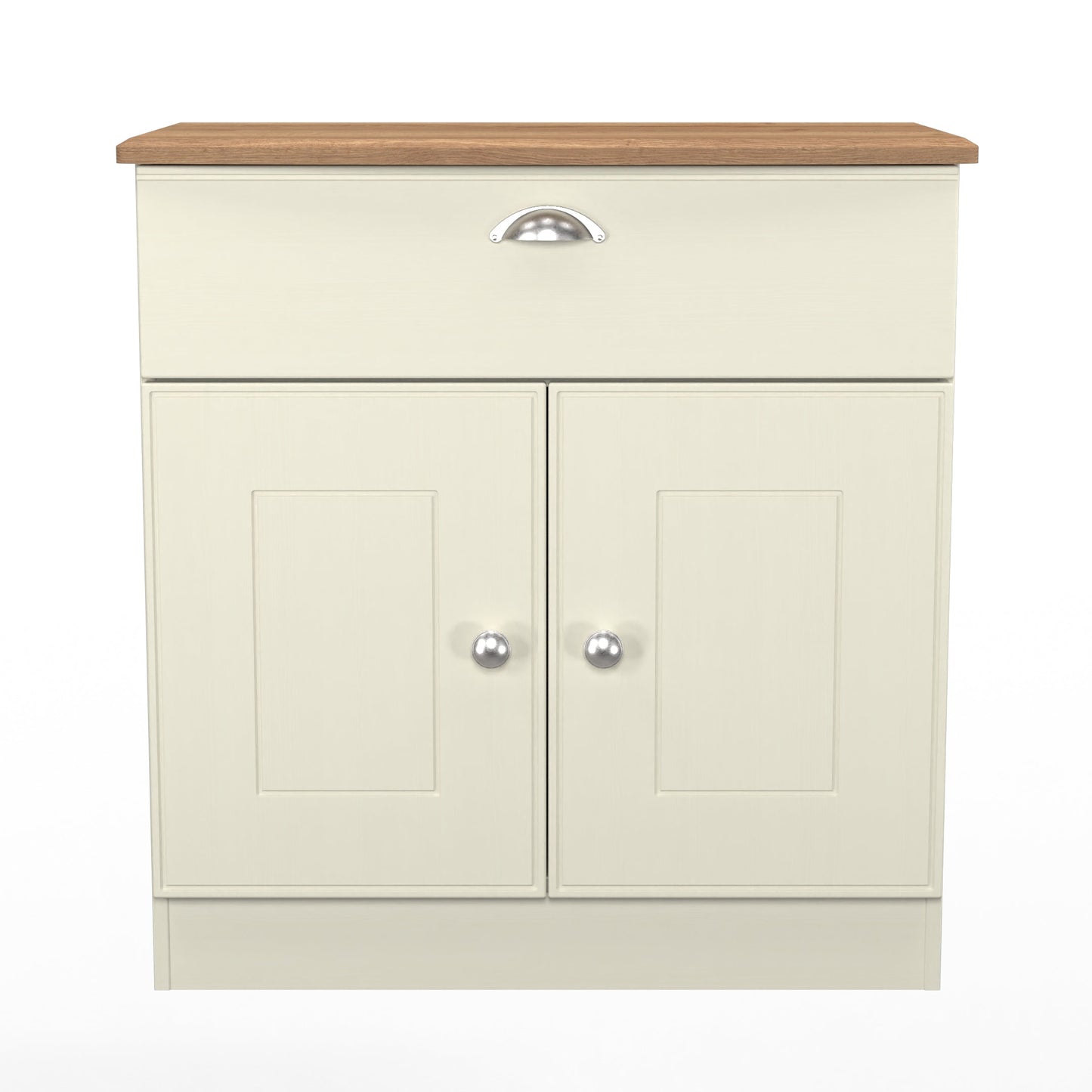 Victoria Sideboard Cream & Light Oak 2 Doors 1 Drawer 77cm