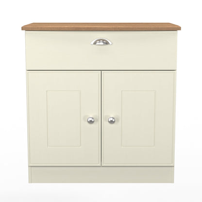 Victoria Sideboard Cream & Light Oak 2 Doors 1 Drawer 77cm