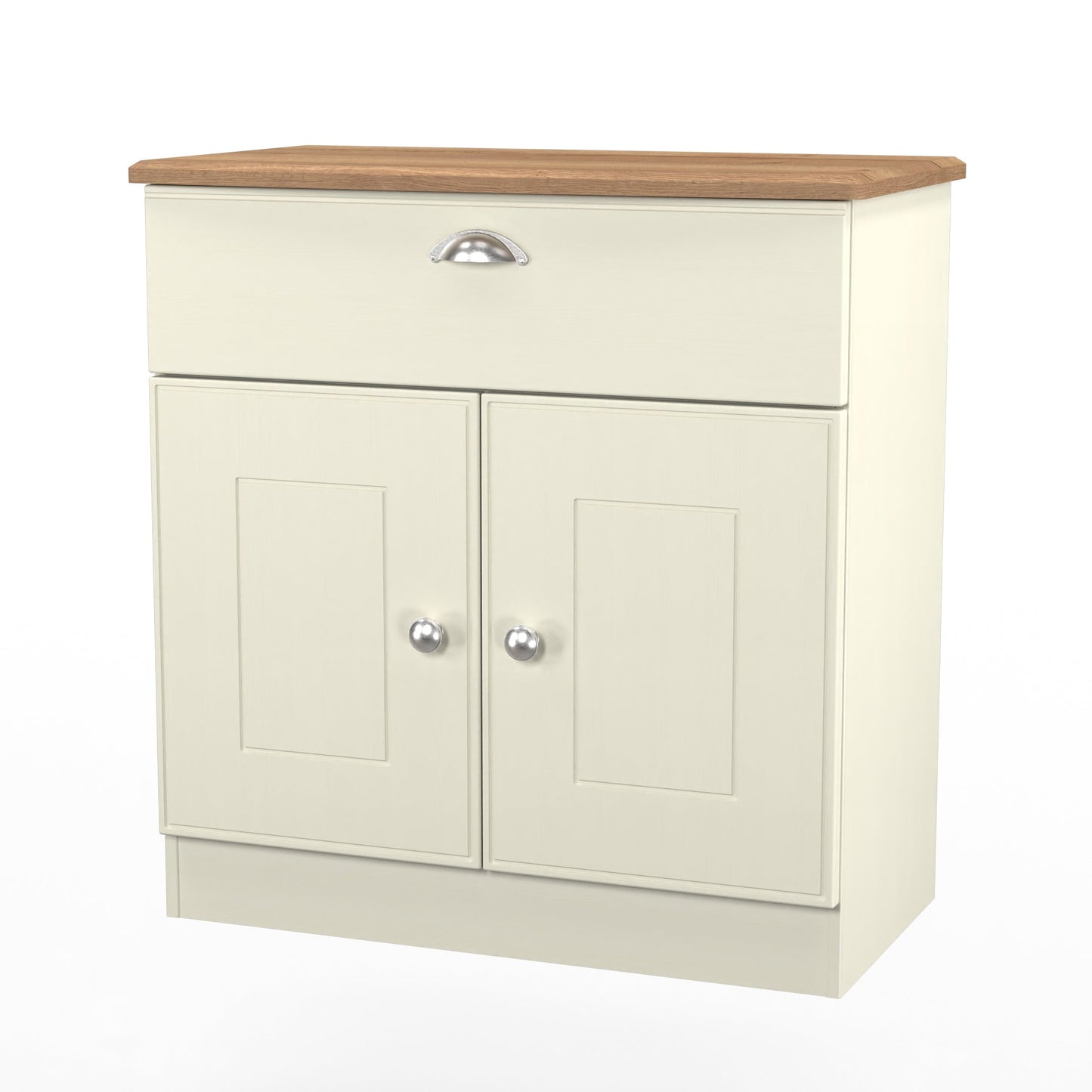 Victoria Sideboard Cream & Light Oak 2 Doors 1 Drawer 77cm