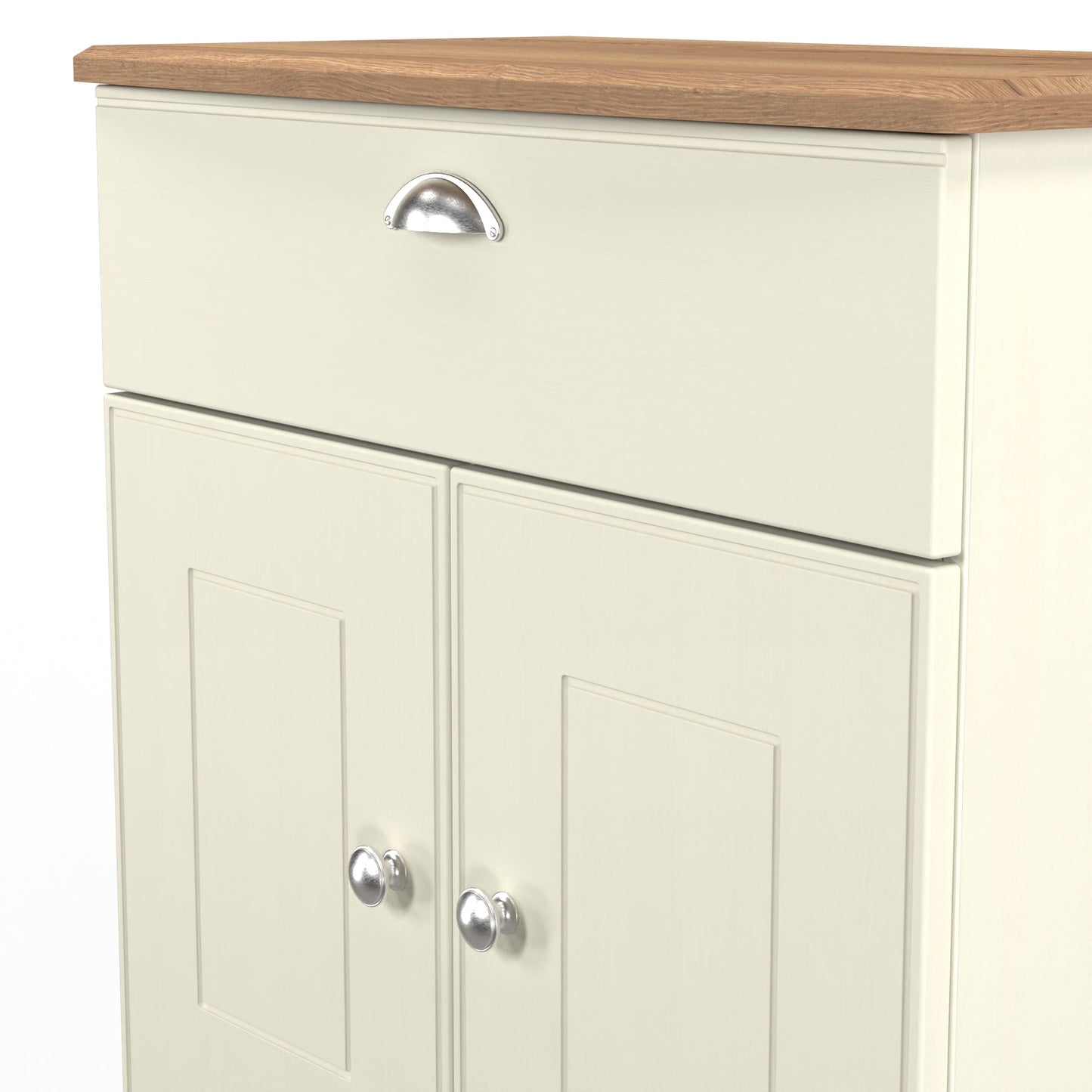 Victoria Sideboard Cream & Light Oak 2 Doors 1 Drawer 77cm