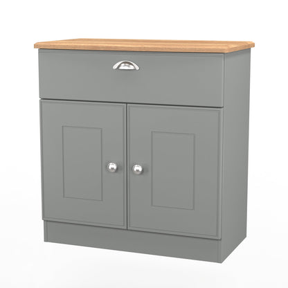 Victoria Sideboard Grey & Light Oak 2 Doors 1 Drawer 77cm