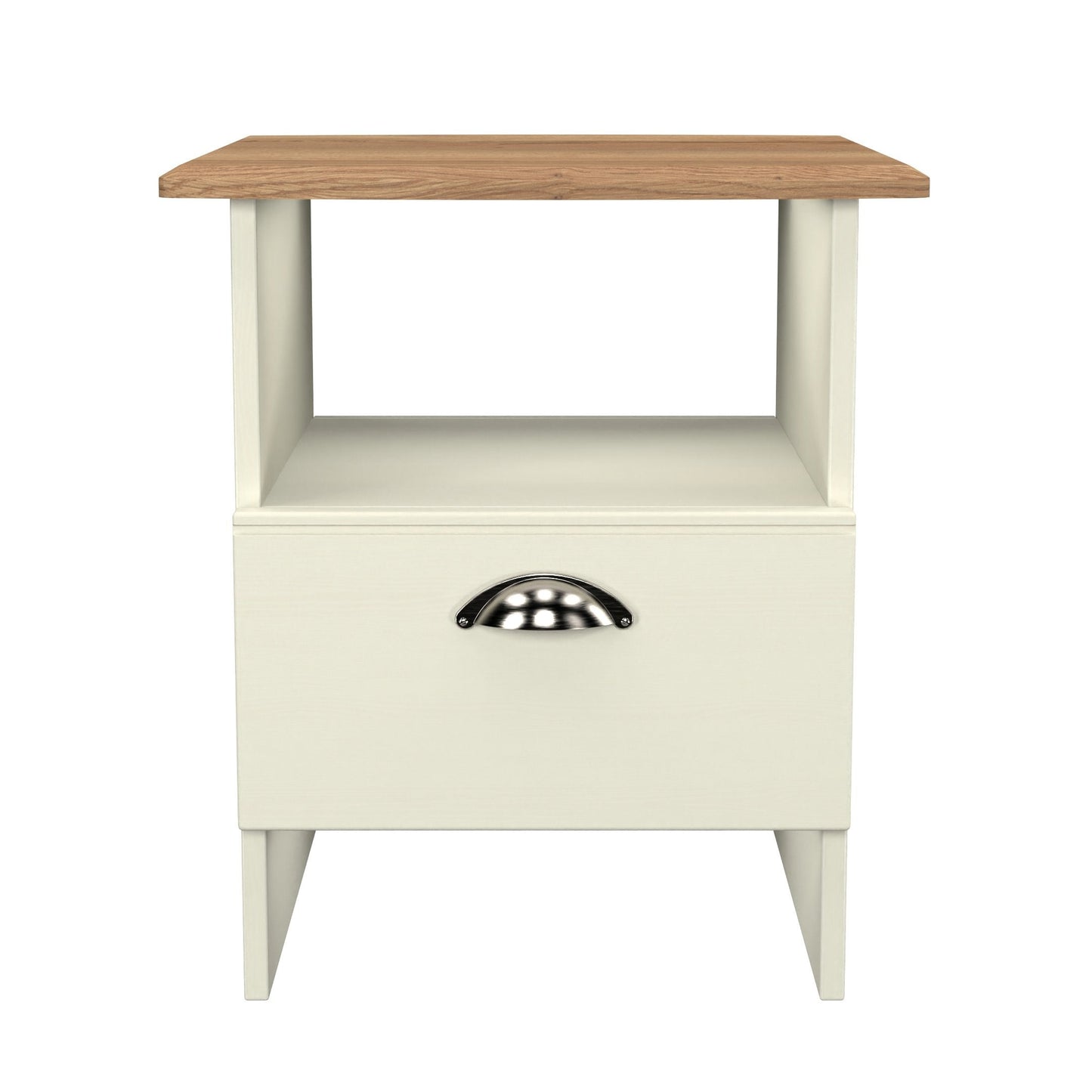 Victoria Side Table Cream & Light Oak 1 Shelf 1 Drawer 44cm