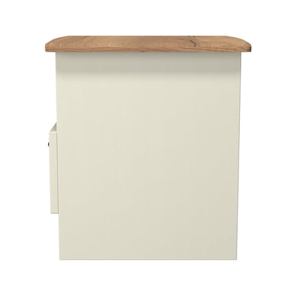 Victoria Side Table Cream & Light Oak 1 Shelf 1 Drawer 44cm