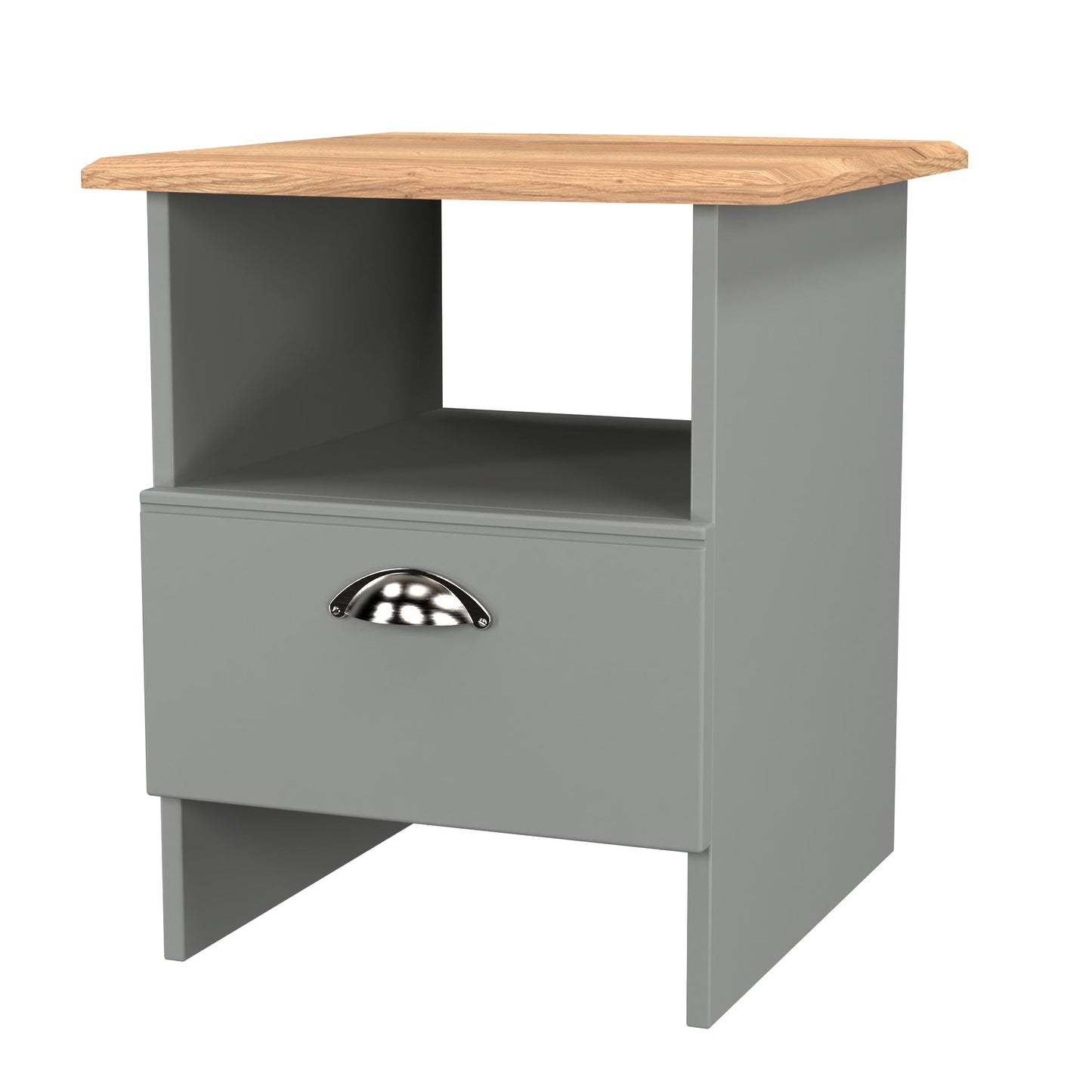 Victoria Side Table Grey & Light Oak 1 Shelf 1 Drawer 44cm