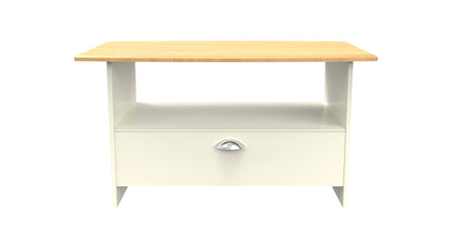 Victoria Coffee Table Cream & Light Oak 1 Shelf 1 Drawer 93cm