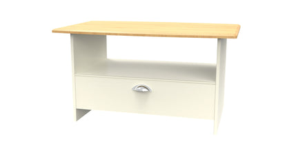 Victoria Coffee Table Cream & Light Oak 1 Shelf 1 Drawer 93cm