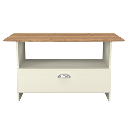 Victoria Coffee Table Cream & Light Oak 1 Shelf 1 Drawer 93cm