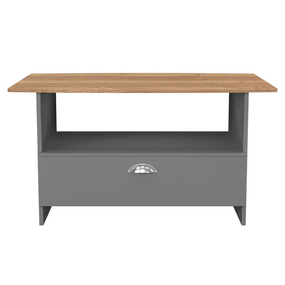 Victoria Coffee Table Grey & Light Oak 1 Shelf 1 Drawer 93cm